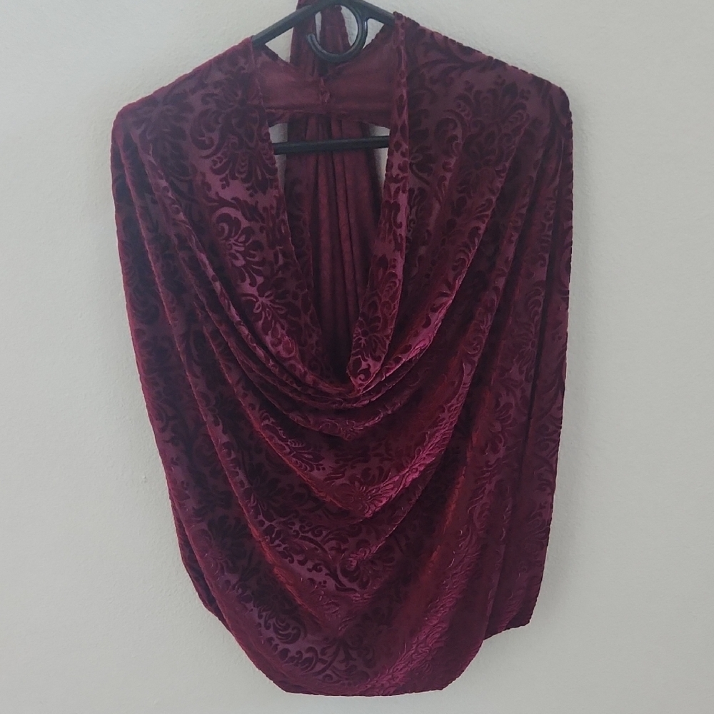 Elegant Handmade Burgundy Velvet Damask Scarf